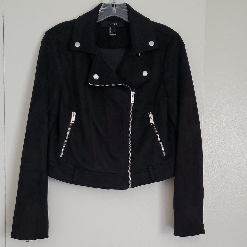 Forever21 Faux Suede Moto Jacket Size S